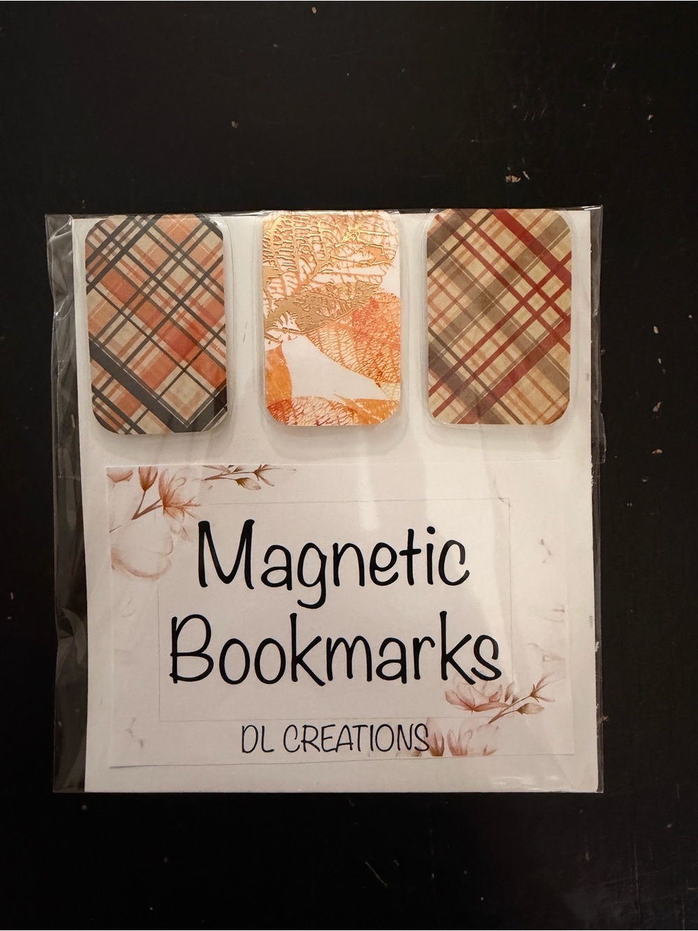 Magnetic Bookmarks - Autumn Plaid & Leaf Set